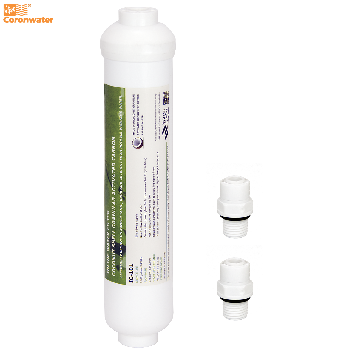 Carbon Filter Inline - Coronwater Inline RO GAC Posfilter Coconut