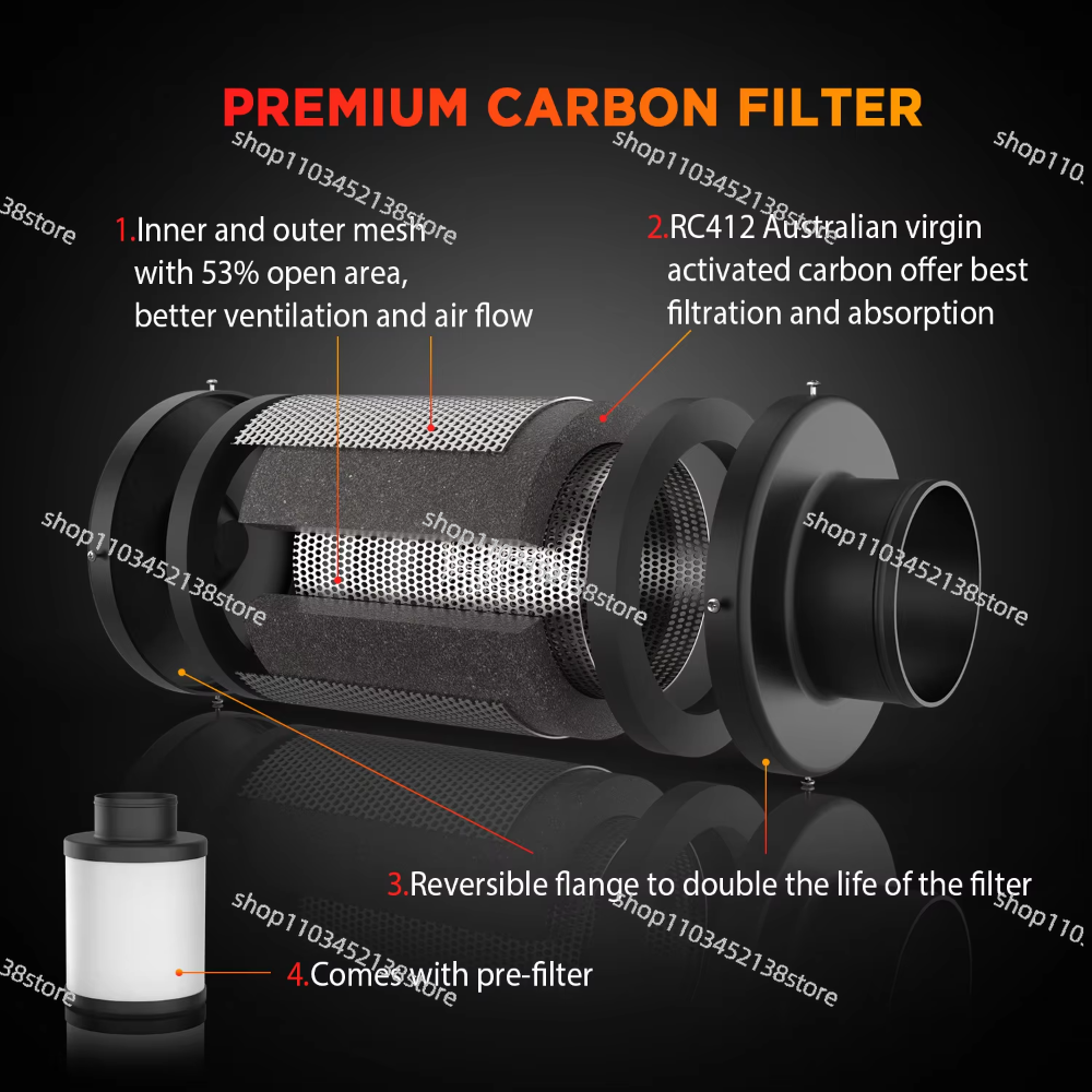 Carbon Filter Inline - 4 Inch Smart Inline Duct Fan