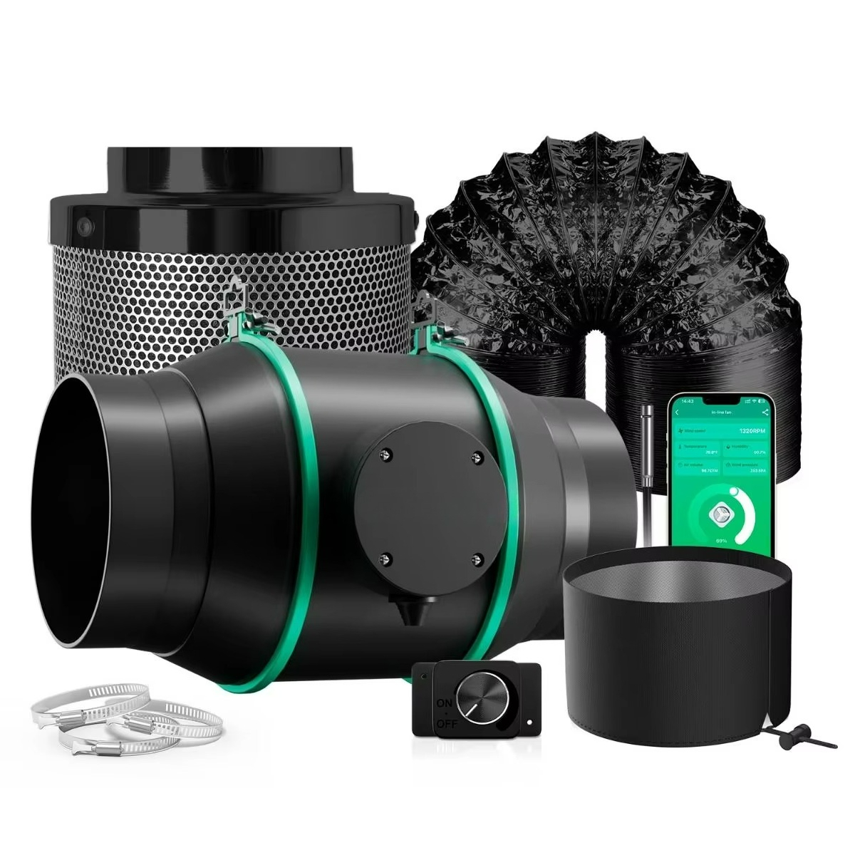 Carbon Filter Inline - 6-Inch Fan Kits Smart Inline Duct