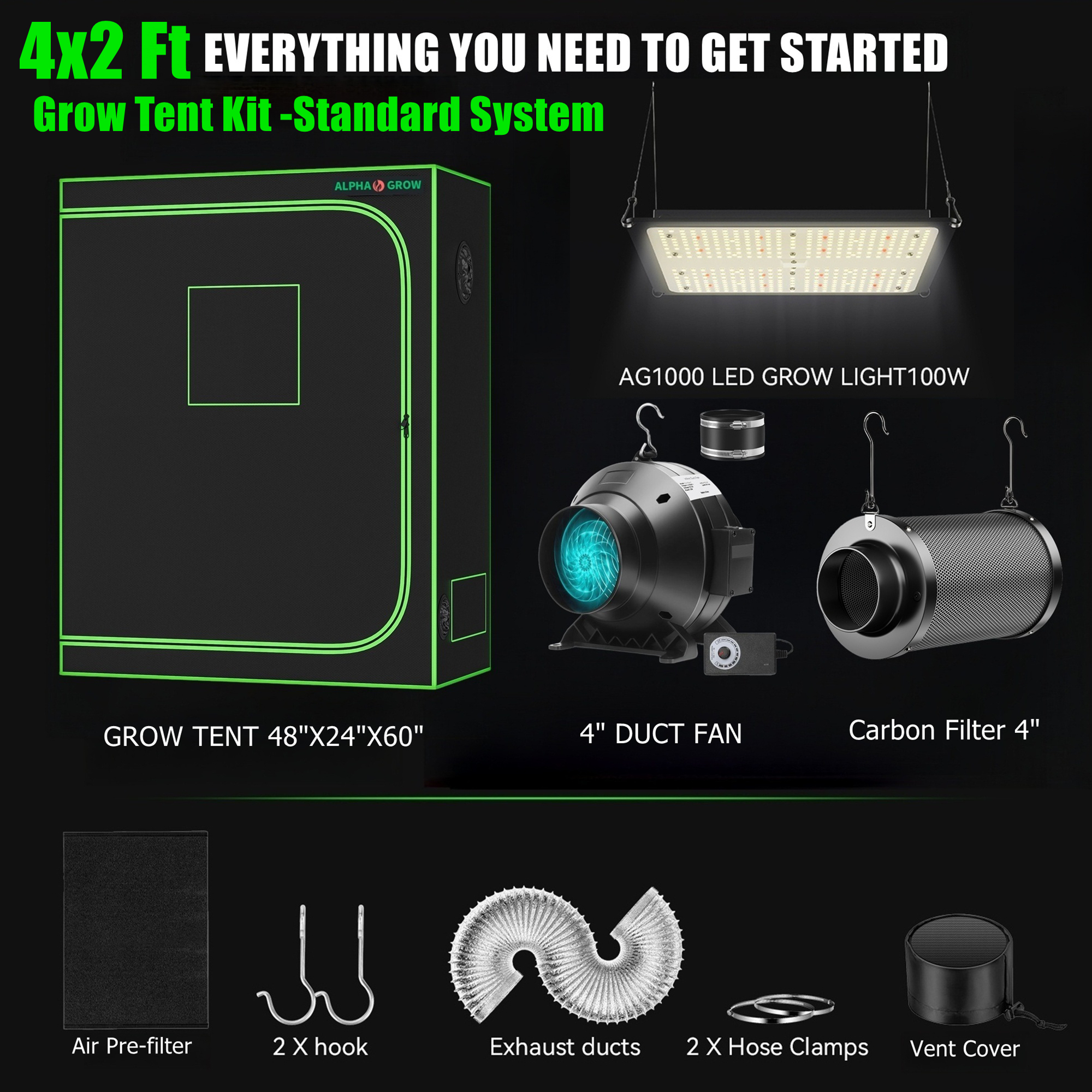 ALPHAGROW 4x2 ft. Grow Tent Ki - Carbon Filter Inline ulasan dan harga