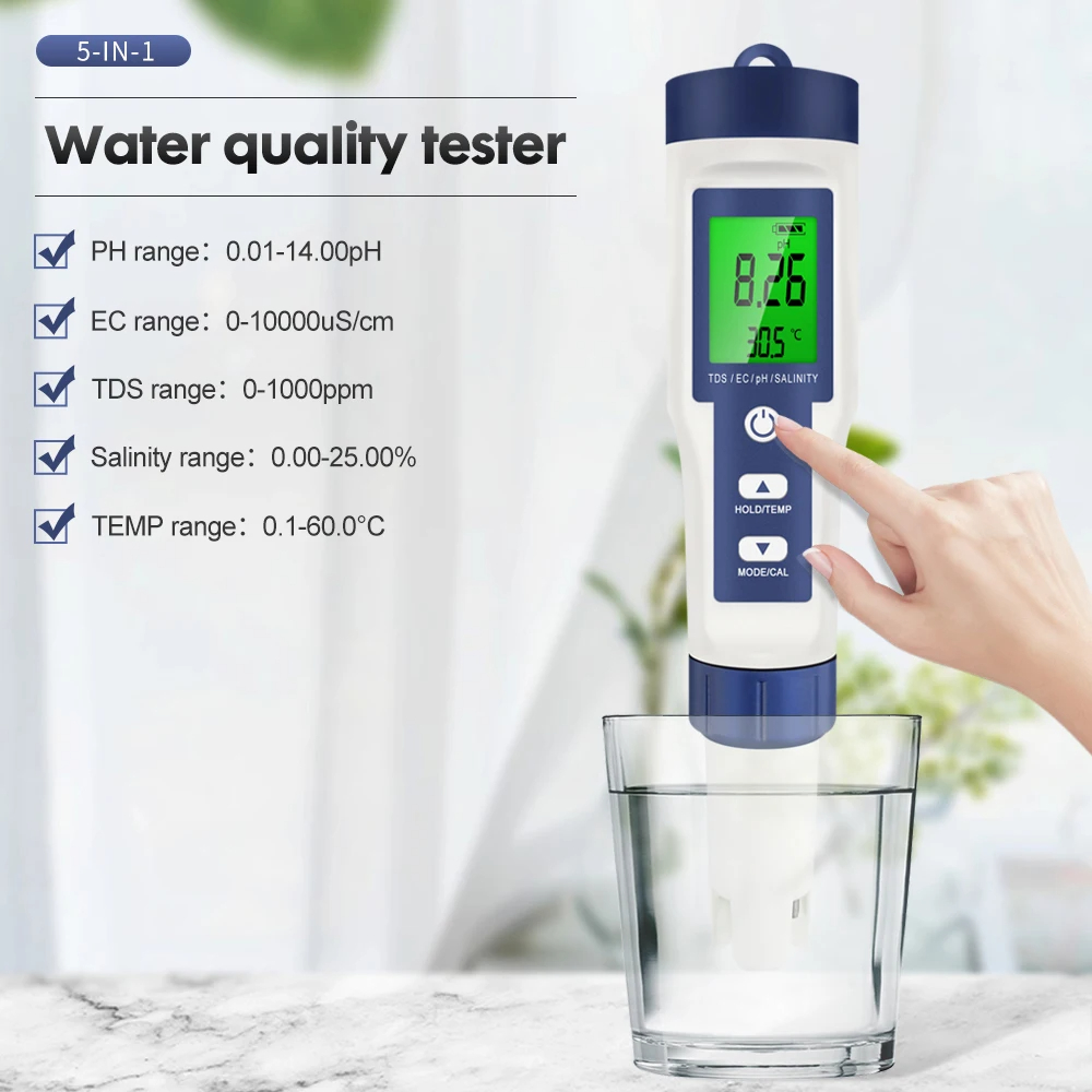 5 In 1 Digital PH Meter TDS EC - Ph Up Down Solution ulasan dan harga